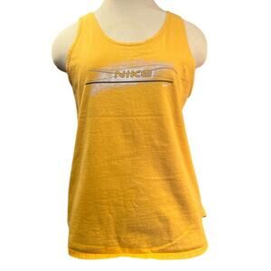 Vintage Nike Tank Top Made in Mexico Size L Yellow Front Back Graphic Retro Soft